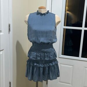 She + Sky Ruffled Blue Mini Dress